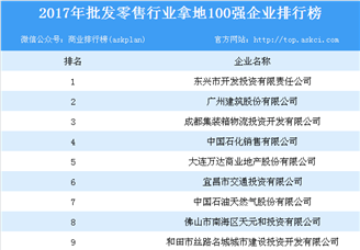 2017年批发零售行业拿地100强企业排行榜