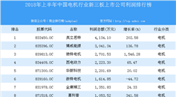 2018年上半年中國電機行業新三板上市公司利潤排行榜