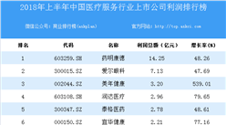 2018上半年中國醫療服務行業上市公司利潤排行榜