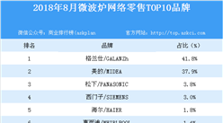 2018年8月微波爐網絡零售TOP10品牌排行榜