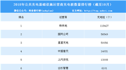 2018年10月充電設施運營商充電樁數量排行榜