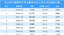 2018年中國軟件開發及服務行業上市公司市值排行榜