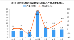 2019年5月河北省化學藥品原藥產量及增長情況分析