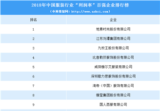 2018年中国服装行业利润率百强企业排行榜