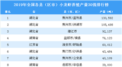 2019年全國各縣（區市）小龍蝦養殖產量30強排行榜