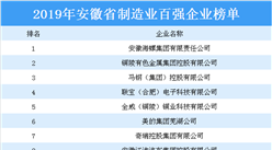 2019年安徽省制造業百強企業排行榜（附全榜單）