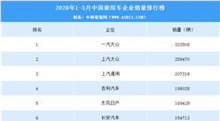 2020年一季度中國乘用車企業銷量排行榜