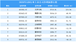 2020年LED行業上市公司凈利潤排行榜TOP50