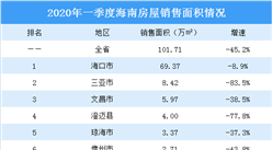 海南樓市降溫明顯：2020年一季度海南房屋銷售面積同比減少45.2%（圖）