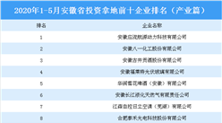 產業地產投資情報：2020年1-5月安徽省投資拿地前十企業排行榜（產業篇）