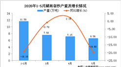 2020年5月湖南省紗產量及增長情況分析
