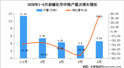 2020年1-6月新疆化學纖維產量為28.99萬噸   同比增長增長18.52%。