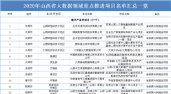 2020年山西省大數據領域重點推進項目名單匯總一覽（表）