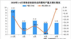 2020年1-6月青海省初級形態的塑料產量為112.82萬噸   同比增長25.09%