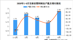 2020年1-6月甘肅省塑料制品產量為10.20萬噸  同比增長35.82%
