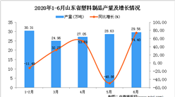 2020年1-6月山東省塑料制品產量為137.39萬噸 同比增長34.18%