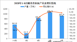 2020年6月湖北省水泥產量及增長情況分析