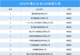 2020年佛山企业百强排行榜