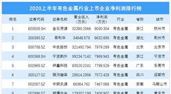 2020上半年有色金屬行業上市企業凈利潤排行榜 TOP100
