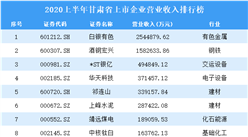2020上半年甘肅省上市企業營業收入30強排行榜