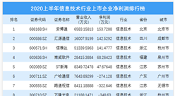 2020上半年信息技術行業上市企業凈利潤排行榜 TOP100