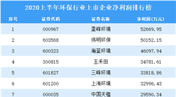 2020上半年環保行業上市企業凈利潤排行榜