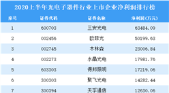2020上半年光電子器件行業上市企業凈利潤排行榜
