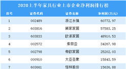 2020上半年家具行業上市企業凈利潤排行榜