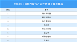 2020年1-8月內蒙古產業投資前十城市排名（產業篇）
