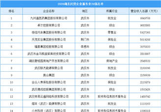 2020湖北民营企业服务业20强排行榜