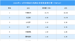 2020年前三季度動力電池企業裝機量排名：寧德時代穩居第一（圖）