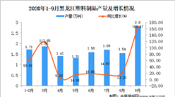 2020年9月黑龍江塑料制品產量數據統計分析