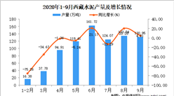 2020年9月西藏水泥產量數據統計分析