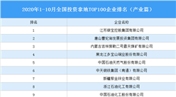 產業地產投資情報：2020年1-10月全國投資拿地TOP100企業排行榜（產業篇）