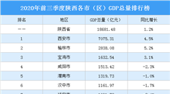 2020年前三季度陜西各市（區）GDP排行榜：榆林增速最高（圖）