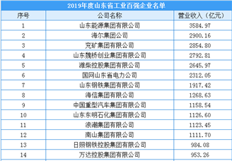 2020年山东省工业百强企业排行榜（附完整榜单）