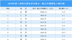 2020年前三季度全國各省市公共預算收入排行榜：廣東等9省市正增長（圖）