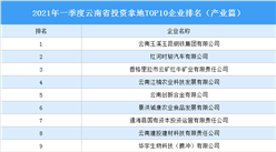產業地產投資情報：2021年一季度云南省投資拿地TOP10企業排名（產業篇）