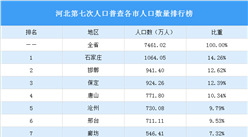 河北第七次人口普查結果：常住人口增加275.6萬 人口性別比降至102.02（圖）