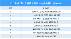 2021年中國產業新城運營商綜合實力排行榜TOP10