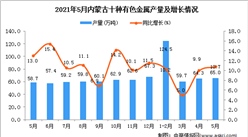 2021年5月內蒙古十種有色金屬產量數據統計分析