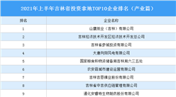 產業地產投資情報：2021年上半年吉林省投資拿地TOP10企業排名（產業篇）