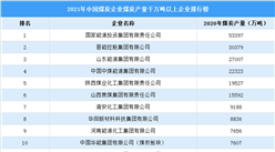 2021年中國煤炭企業煤炭產量千萬噸以上企業排行榜