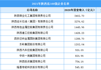2021年陕西省100强企业榜单（附完整榜单）