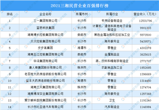 2021三湘民营企业百强排行榜（附完整榜单）