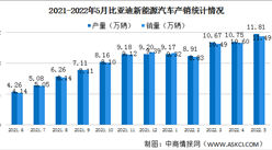 2022年5月比亞迪新能源汽車產銷情況：銷量同比增長250.44%（圖）