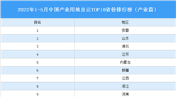 產業投資情報：2022年1-5月中國產業用地出讓TOP10省份排名（產業篇）
