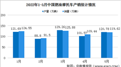 2022年1-5月中國燃油摩托車產銷情況：大長江市場份額13.9%（圖）