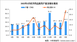 2022年5月全國化學藥品原藥產量數據統計分析