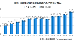 2022年6月比亞迪新能源汽車產銷情況：銷量同比增長224.02%（圖）